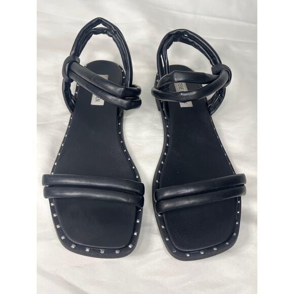 Steve Madden Jeena Ankle Strap Open Toe Black Leather Sandals Size 8 - Picture 3 of 8
